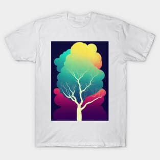 Vibrant Colored Whimsical Minimalist Lonely Tree - Abstract Minimalist Bright Colorful Nature Poster Art of a Leafless Branches T-Shirt